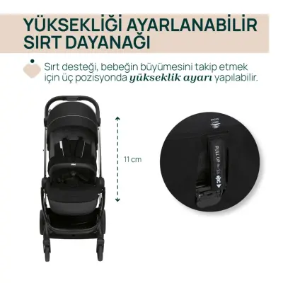 Chicco One4Ever Lounge Çift Yönlü Kolay Katlanabilen Travel Sistem-Seyahat Sistem Bebek Arabası Black Beauty - 5