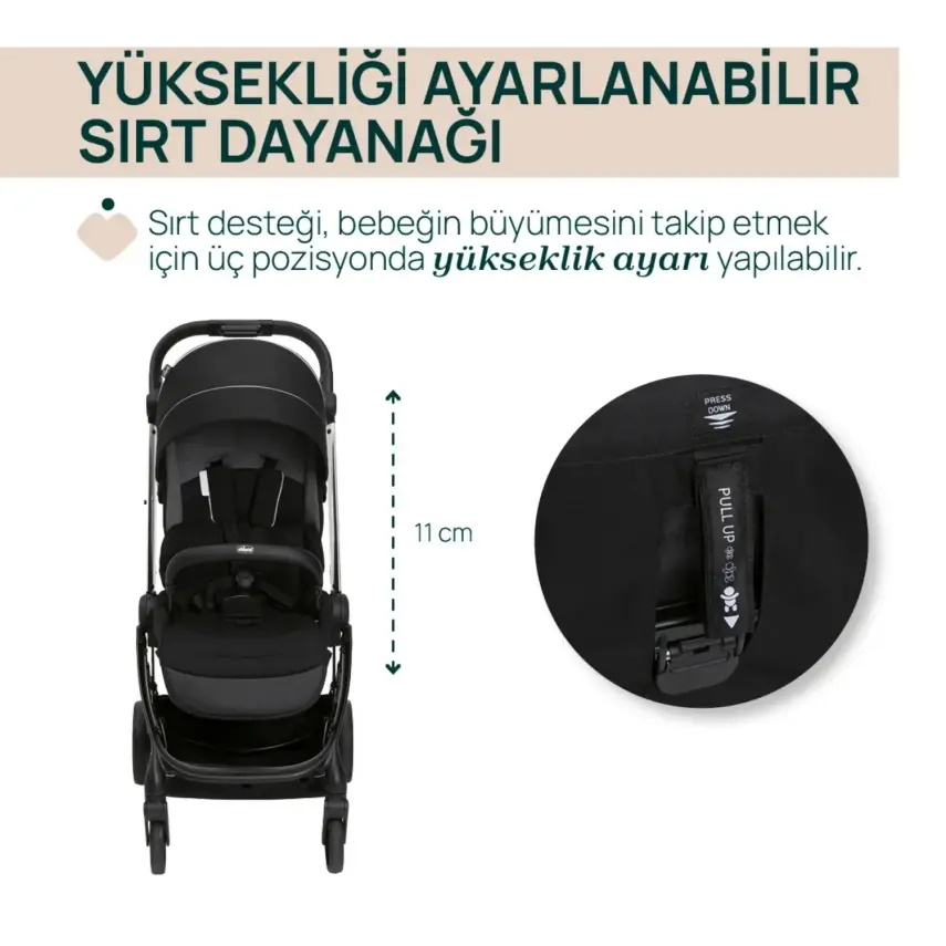Chicco One4Ever Lounge Çift Yönlü Kolay Katlanabilen Travel Sistem-Seyahat Sistem Bebek Arabası Black Beauty - 5
