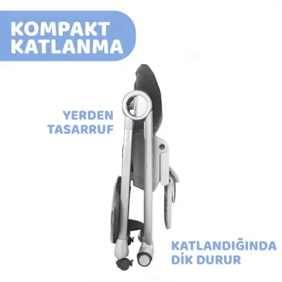 Chicco Polly Magic Fonksiyonel Mama Sandalyesi 5 Noktalı Emniyet Kemerli  Kaymaz Ayaklı 8 Kademeli Yükseklik Ayarlı 6 Ay – 15 kg Dark Grey - 2