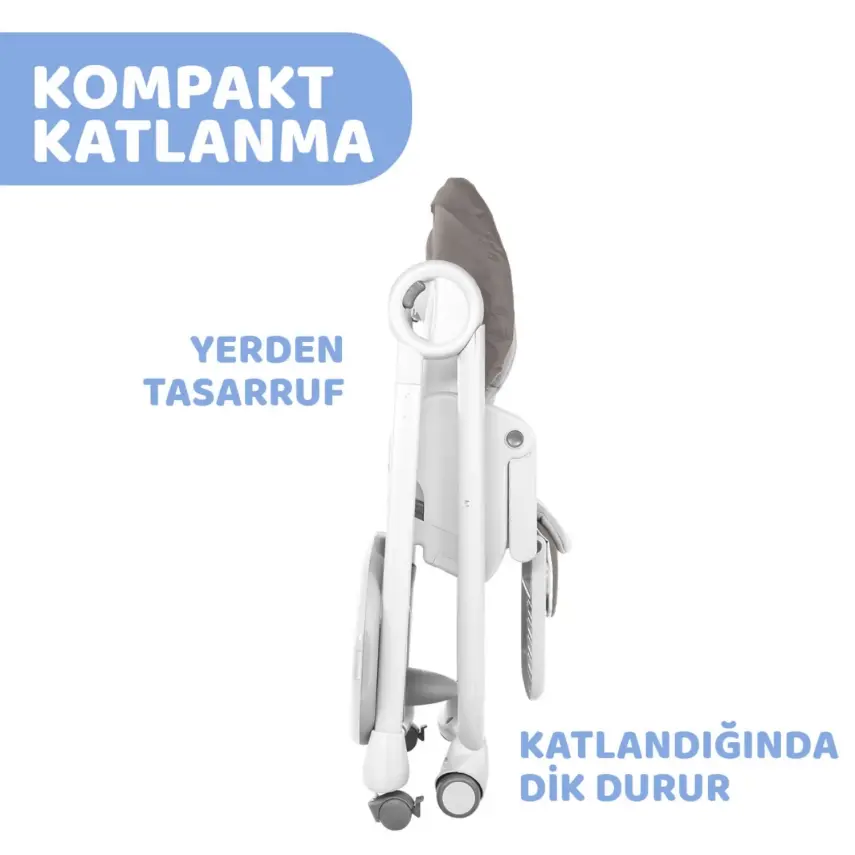 Chicco Polly Magic Fonksiyonel Mama Sandalyesi 5 Noktalı Emniyet Kemerli  Kaymaz Ayaklı 8 Kademeli Yükseklik Ayarlı 6 Ay – 15 kg Light Brown - 4