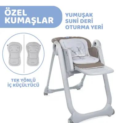 Chicco Polly Magic Fonksiyonel Mama Sandalyesi 5 Noktalı Emniyet Kemerli  Kaymaz Ayaklı 8 Kademeli Yükseklik Ayarlı 6 Ay – 15 kg Light Brown - 6