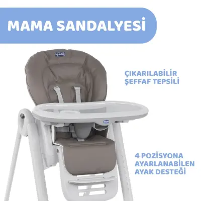 Chicco Polly Magic Fonksiyonel Mama Sandalyesi 5 Noktalı Emniyet Kemerli  Kaymaz Ayaklı 8 Kademeli Yükseklik Ayarlı 6 Ay – 15 kg Light Brown - 2