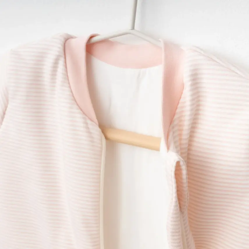 Ciccim Baby Fermuarlı Uzun Kollu Kışlık Bebek Çocuk  Uyku Tulumu Çizgili Pembe 2,5 Tog - 18