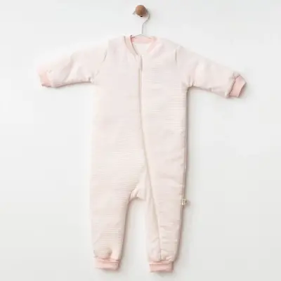 Ciccim Baby Fermuarlı Uzun Kollu Kışlık Bebek Çocuk  Uyku Tulumu Çizgili Pembe 2,5 Tog - 10