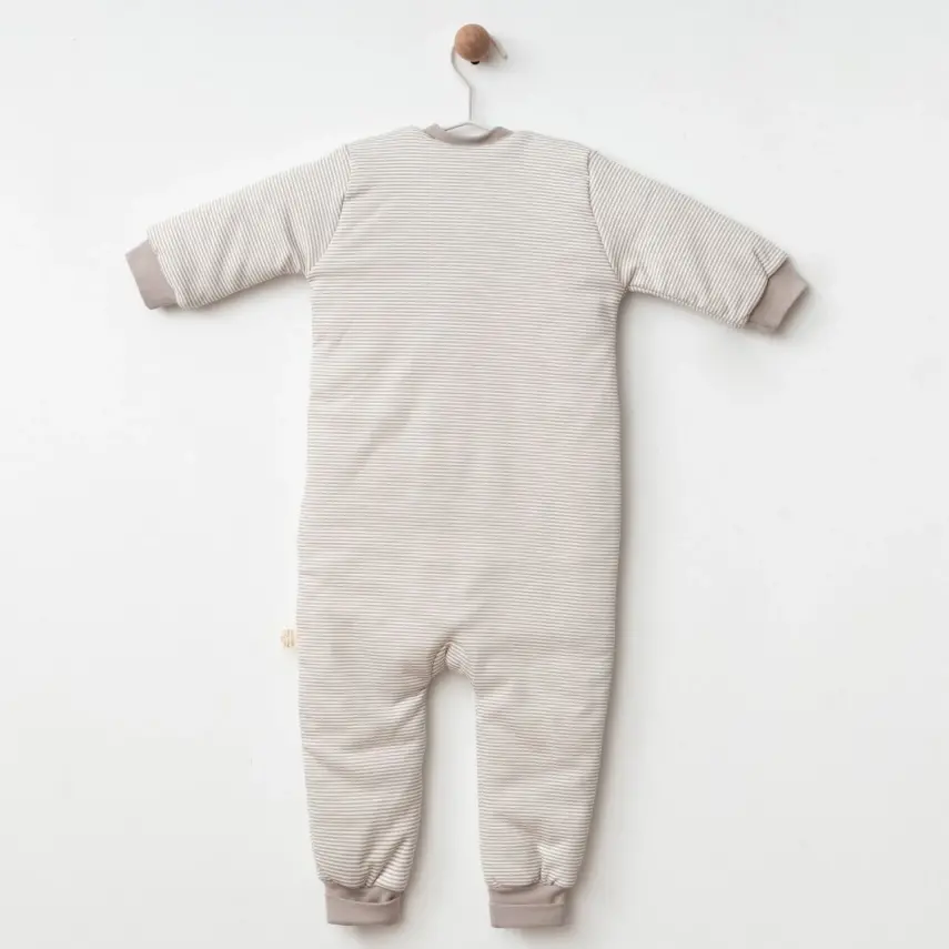Ciccim Baby Fermuarlı Uzun Kollu Kışlık Bebek Çocuk Uyku Tulumu Çizgili Toprak 2,5 Tog - 6
