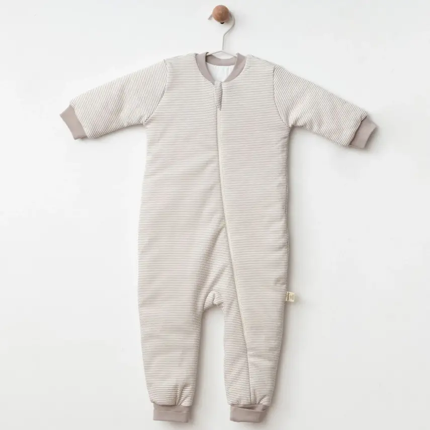 Ciccim Baby Fermuarlı Uzun Kollu Kışlık Bebek Çocuk Uyku Tulumu Çizgili Toprak 2,5 Tog - 2