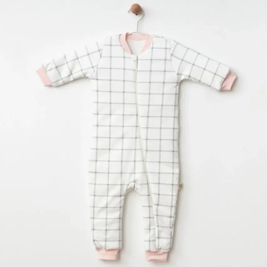 Ciccim Baby Fermuarlı Uzun Kollu Kışlık Bebek Çocuk Uyku Tulumu Ekose Gri 2,5 Tog - 4
