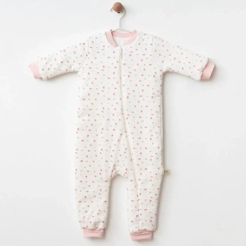 Ciccim Baby Fermuarlı Uzun Kollu Kışlık Bebek Çocuk Uyku Tulumu Kanaviçe Pembe 2,5 Tog - 3