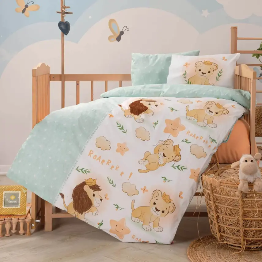 Cottonbox Bebek Nevresim Takımı Aslan Mint - 1