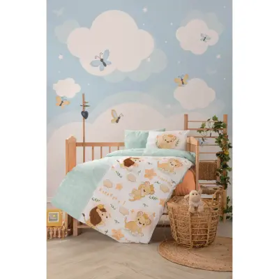 Cottonbox Bebek Nevresim Takımı Aslan Mint - 2