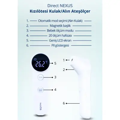 Direct Nexus Dual Kulaktan ve Alından Ateş Ölçer (Yeni) - 2