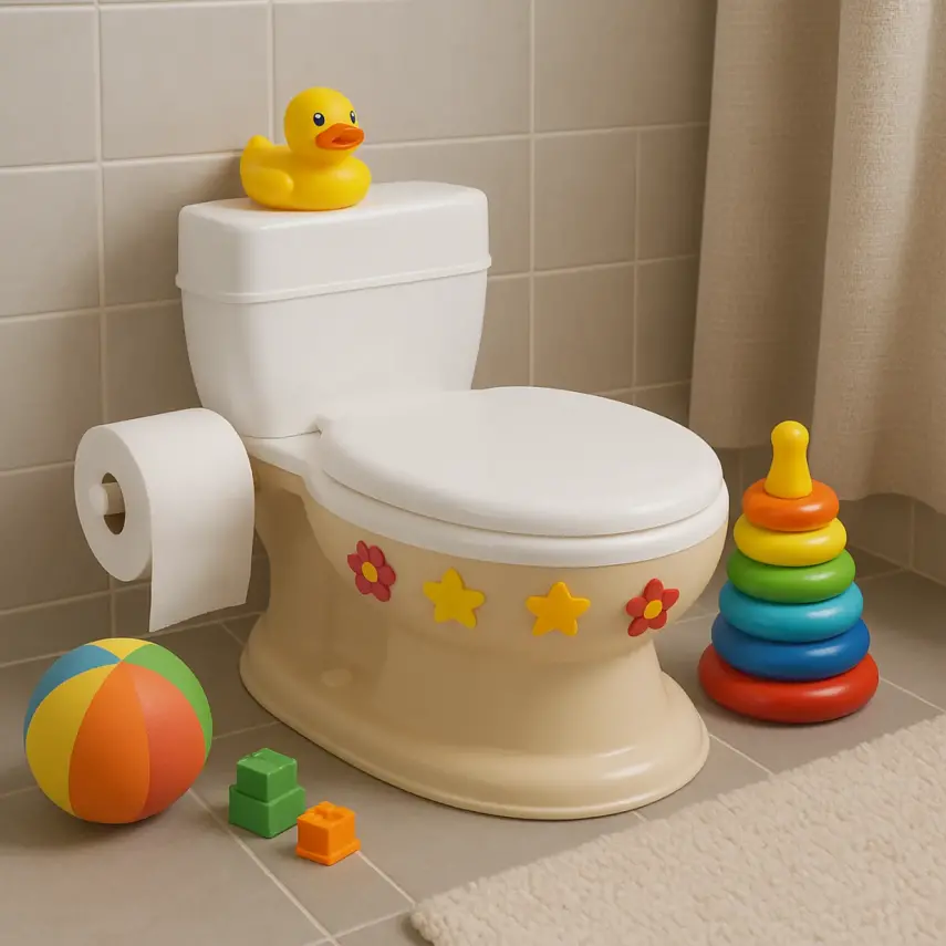 Dolu Nuve Eğitici Lazımlık Bebek Klozet Sifon Sesli Bej-Beyaz - 10