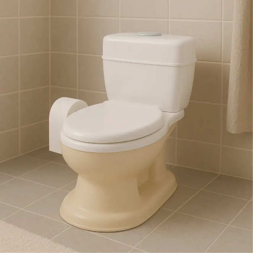 Dolu Nuve Eğitici Lazımlık Bebek Klozet Sifon Sesli Bej-Beyaz - 3