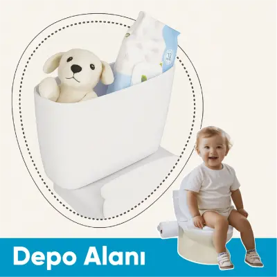Dolu Nuve Eğitici Lazımlık Bebek Klozet Sifon Sesli Bej-Beyaz - 11