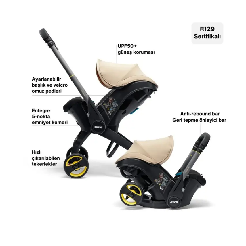 Doona i Bebek Arabasına Dönüşen Tekerlekli Gr 0 Bebek Ana Kucağı Oto Koltuğu Sahara Sand - 5