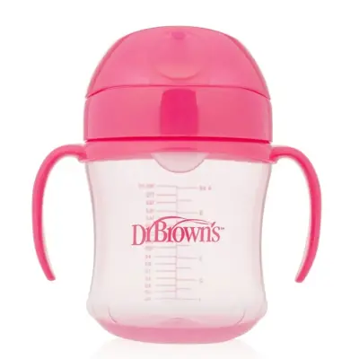 Dr Browns Alıştırma Bardağı Yumuşak Oluklu 180 ml 6+ Ay Pembe