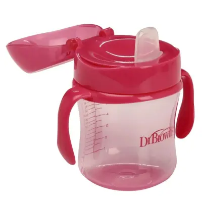 Dr Browns Alıştırma Bardağı Yumuşak Oluklu 180 ml 6+ Ay Pembe - 3