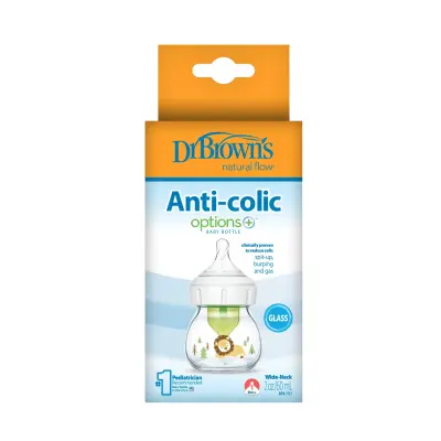 Dr Browns Geniş Ağız Anti-Kolik Options+ Desenli Cam Biberon Aslan 60 ml - 2