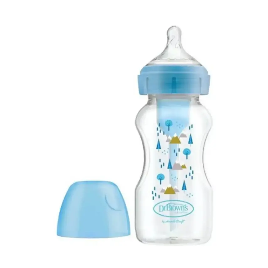 Dr Browns Options+ Geniş Ağız PP Desenli Biberon 270 ml Mavi - 1