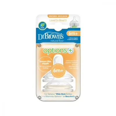 Dr Browns Options+ Geniş Ağız Silikon Biberon Emziği 2li 6+ Ay 3.Aşama - 2