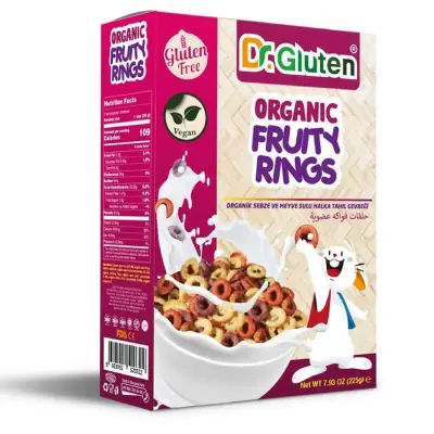 Dr.Gluten Organik Sebze Ve Meyve Sulu Halka Tahıl Gevreği 225 gr Glutensiz 