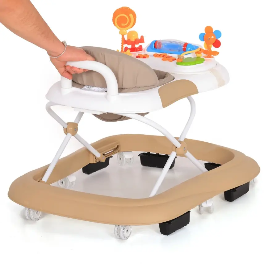 Duux Plano Oyuncaklı Müzikli 3 Kademeli Örümcek Bebek Yürüteci Kahverengi - 8