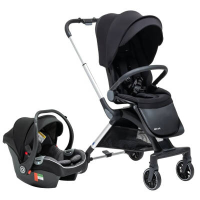 Duux Pro 360°Dönebilen Çift Yönlü Travel Sistem-Seyahat Sistem Bebek Arabası Black 