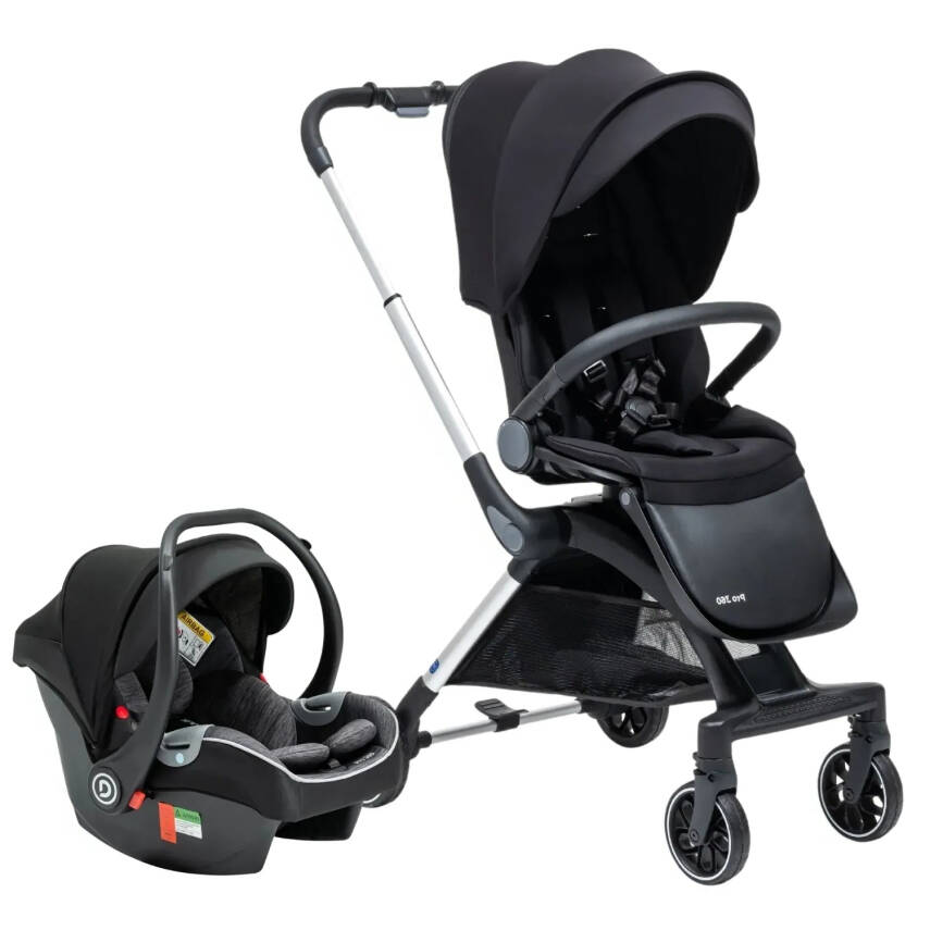 Duux Pro 360°Dönebilen Çift Yönlü Travel Sistem-Seyahat Sistem Bebek Arabası Black - 1