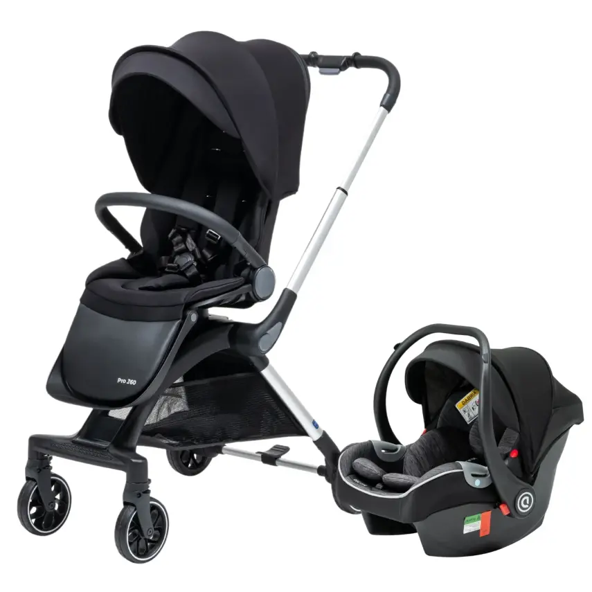 Duux Pro 360°Dönebilen Çift Yönlü Travel Sistem-Seyahat Sistem Bebek Arabası Black - 2
