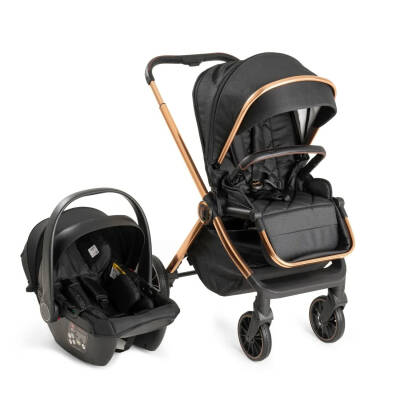 Duux Pro Max2  I-Size Çift Yönlü Kolay Katlanabilen Su Geçirmeyen Travel Sistem-Seyahat Sistem Bebek Arabası Yağmurluk Hediyeli Black