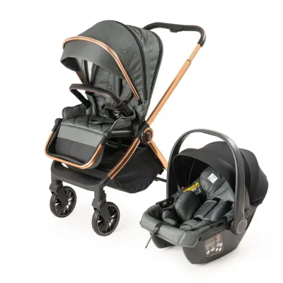 Duux Pro Max2  I-Size Çift Yönlü Kolay Katlanabilen Su Geçirmeyen Travel Sistem-Seyahat Sistem Bebek Arabası Yağmurluk Hediyeli Green - 2