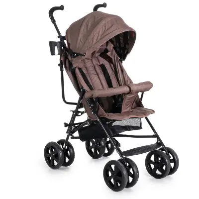 Duux Siena 0-3 Yaş Hafif Puset Baston Bebek Arabası Tam Yatar – Ön Barlı Kahverengi - 1