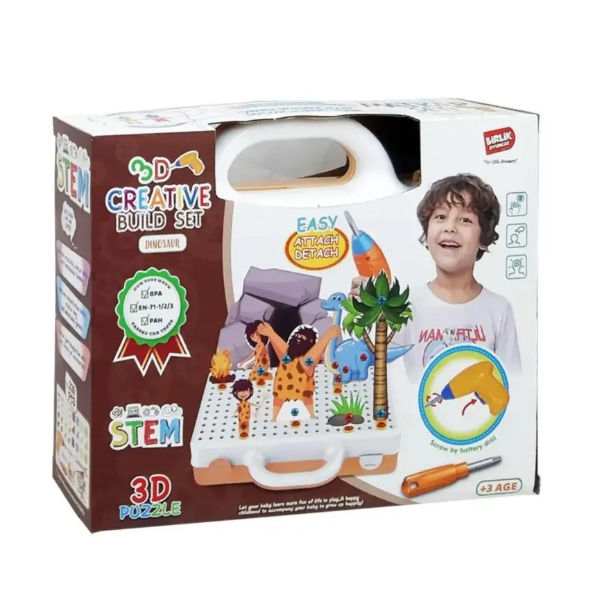 Eğitici Matkap Seti Dinozorlar 3D Stem Creative - 1