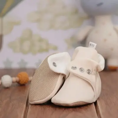 Ella Bonna Unisex Ev Botu Organik Pamuk Kaydırmaz Taban Basic Bej (1)