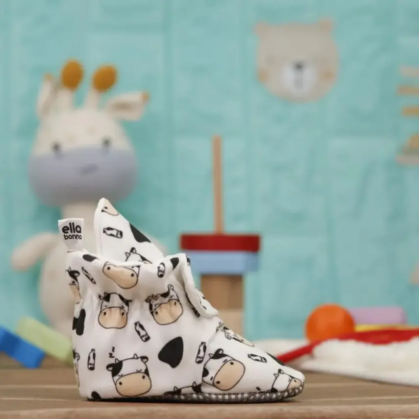 Ella Bonna Unisex Ev Botu Organik Pamuk Kaydırmaz Taban İnek - 6