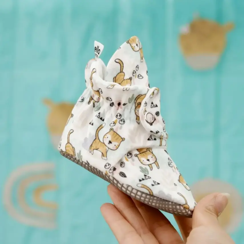 Ella Bonna Unisex Ev Botu Organik Pamuk Kaydırmaz Taban Kedi - 10