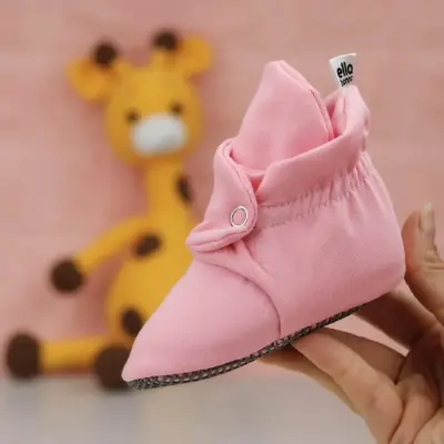 Ella Bonna Unisex Ev Botu Organik Pamuk Kaydırmaz Taban Pembe - 4