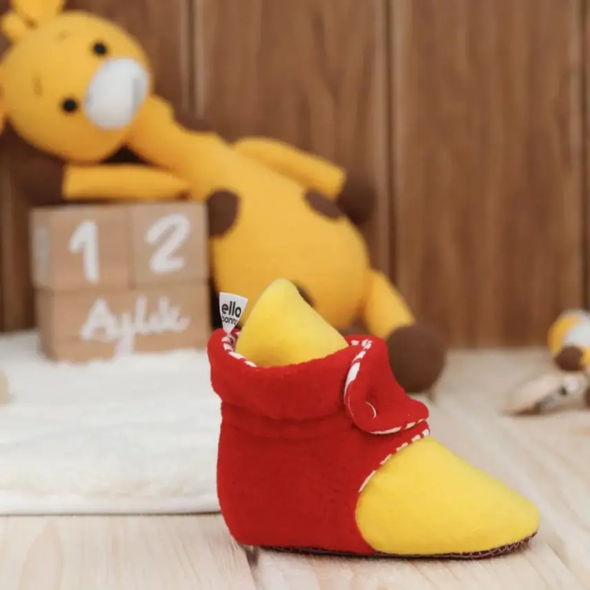 Ella Bonna Unisex Panduf Kaydırmaz Taban Sarı - Kırmızı - 2