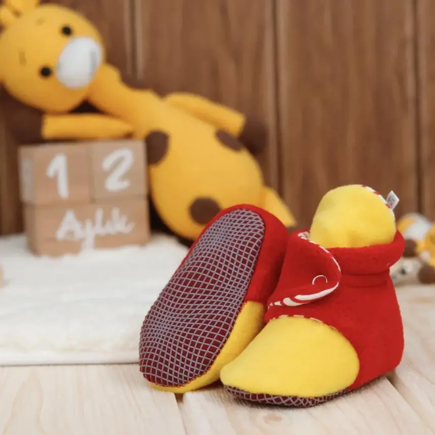 Ella Bonna Unisex Panduf Kaydırmaz Taban Sarı - Kırmızı - 5