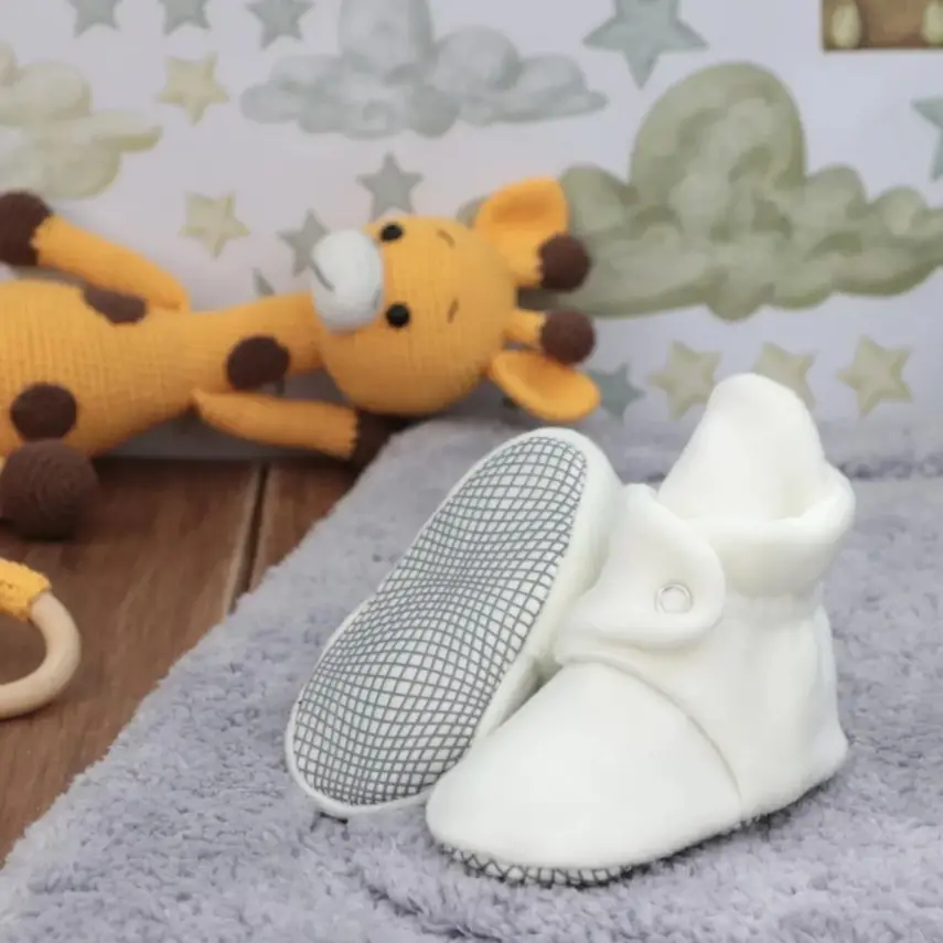 Ella Bonna Unisex Panduf Organik Pamuk Kaydırmaz Taban Beyaz - 14