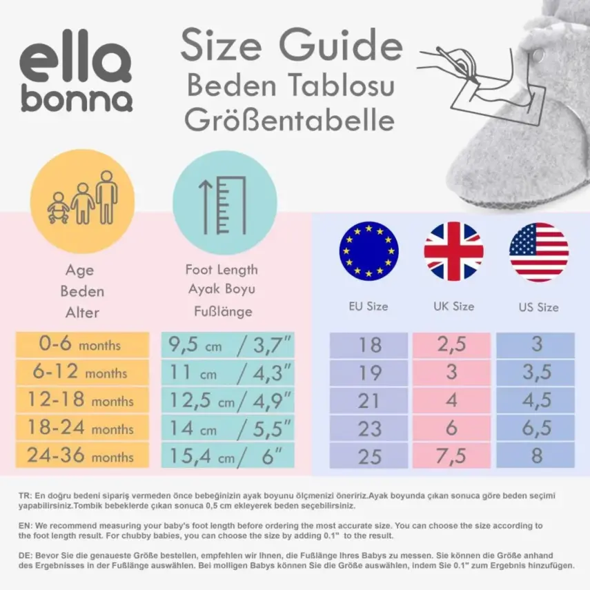 Ella Bonna Unisex Panduf Organik Pamuk Kaydırmaz Taban Gri - 7