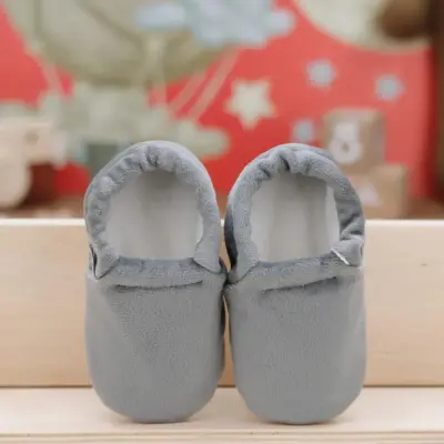 Ella Bonna Unisex Patik Kadife Kaydırmaz Taban Gri (1)