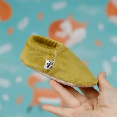 Ella Bonna Unisex Patik Kadife Kaydırmaz Taban Hardal - 3