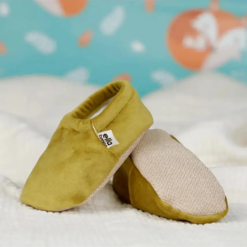 Ella Bonna Unisex Patik Kadife Kaydırmaz Taban Hardal - 5