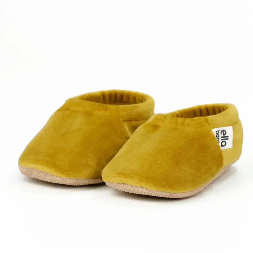 Ella Bonna Unisex Patik Kadife Kaydırmaz Taban Hardal - 1