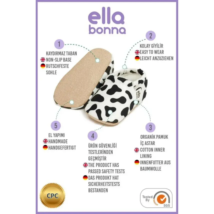 Ella Bonna Unisex Patik Kaydırmaz Taban İnek - 5