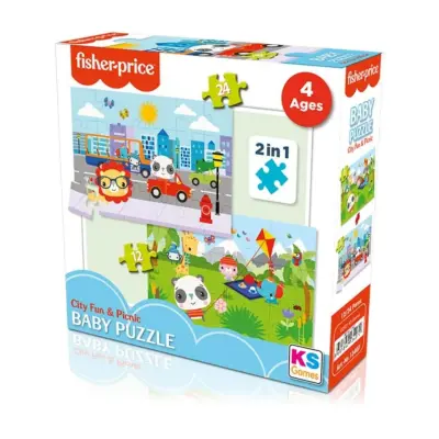 Fisher Price Baby Puzzle City Fun & Picnic 2in1 24 Parça - 1