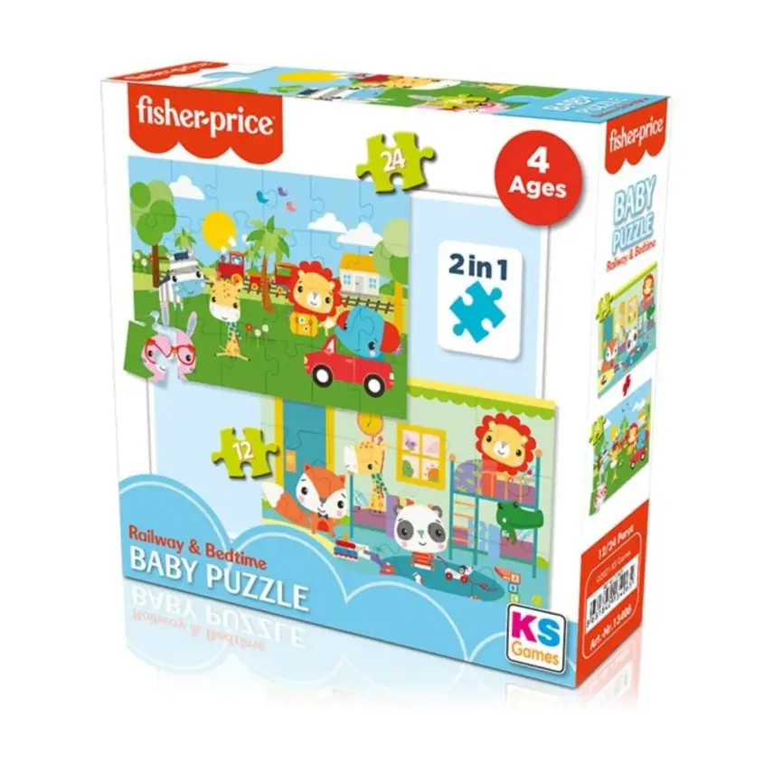 Fisher Price Baby Puzzle Railway & Bedtime 2in1 24 Parça - 1