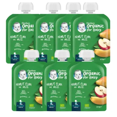 Gerber Organik Armutlu Elmalı Muzlu Meyve Püresi 90 gr*7