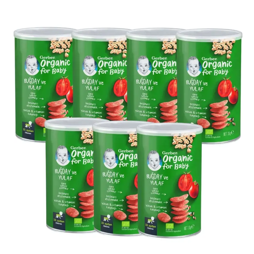 Gerber Organik Buğday Ve Yulaf Bebek Atıştırmalığı 35 gr *7 - 1